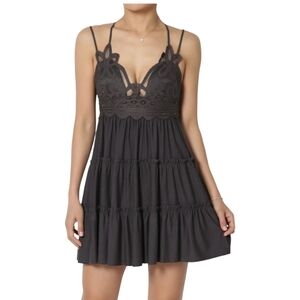 NWT Black Dress witb floral bodice detail